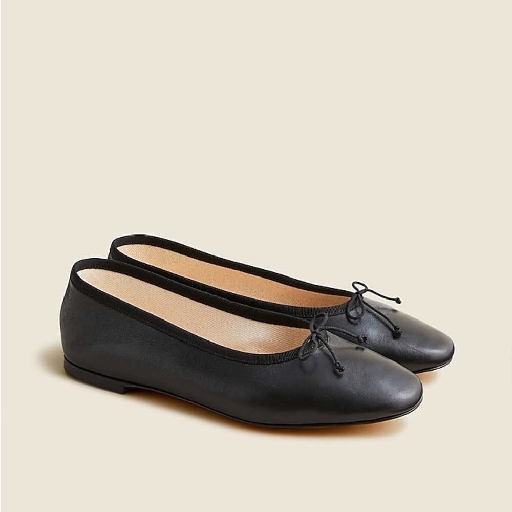 J. Crew Black Leather Ballet Flats